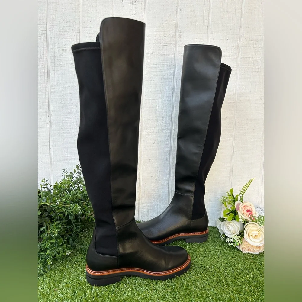 Stuart Weitzman women ADRINA CITY BOOT leather  black size 6.5 like new